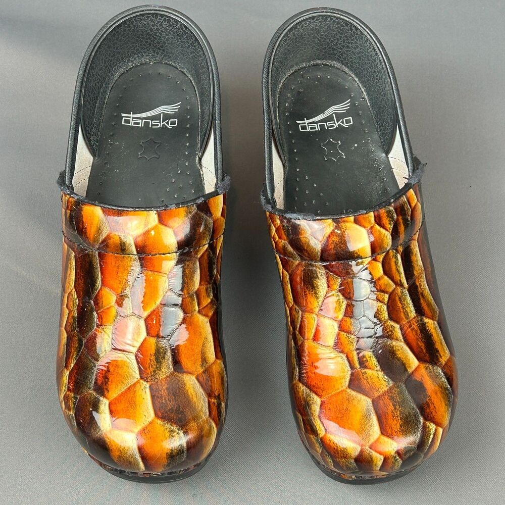 Dansko Professional Tiger Eye Patent Leather Snake Skin Print Clog EU 40 US 10 - Picture 16 of 16